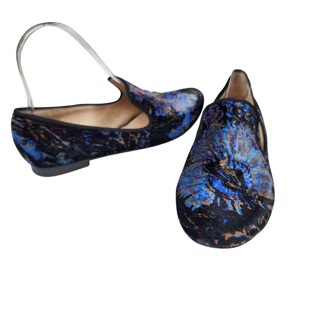 Vince Camuto Lindgren Blue Velvet Smoking Slipper Loafer Flats 8M Leather Casual